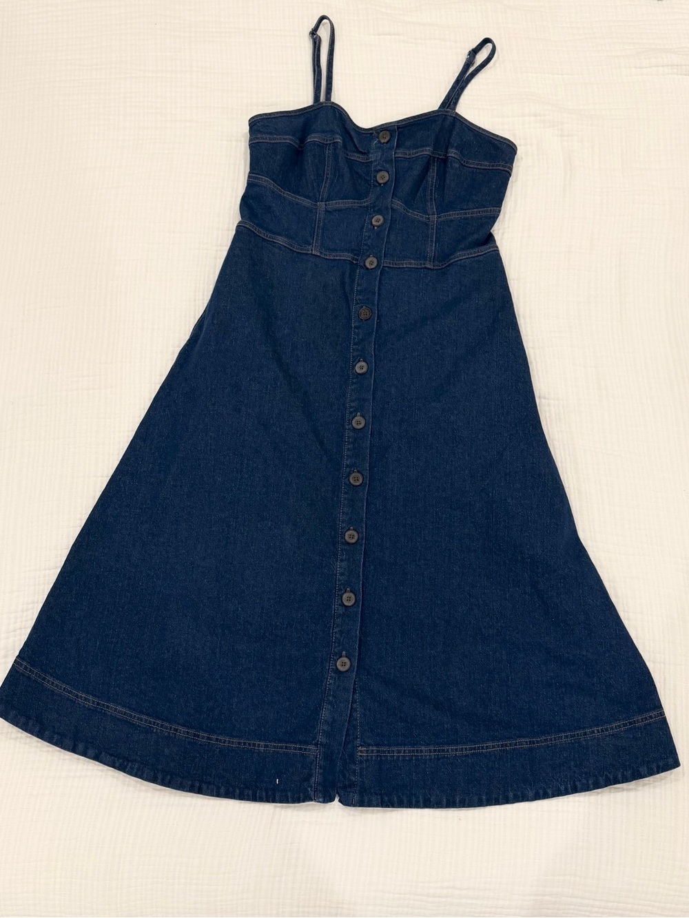 Universal Thread Dark Blue Denim Button-Front Midi Dress